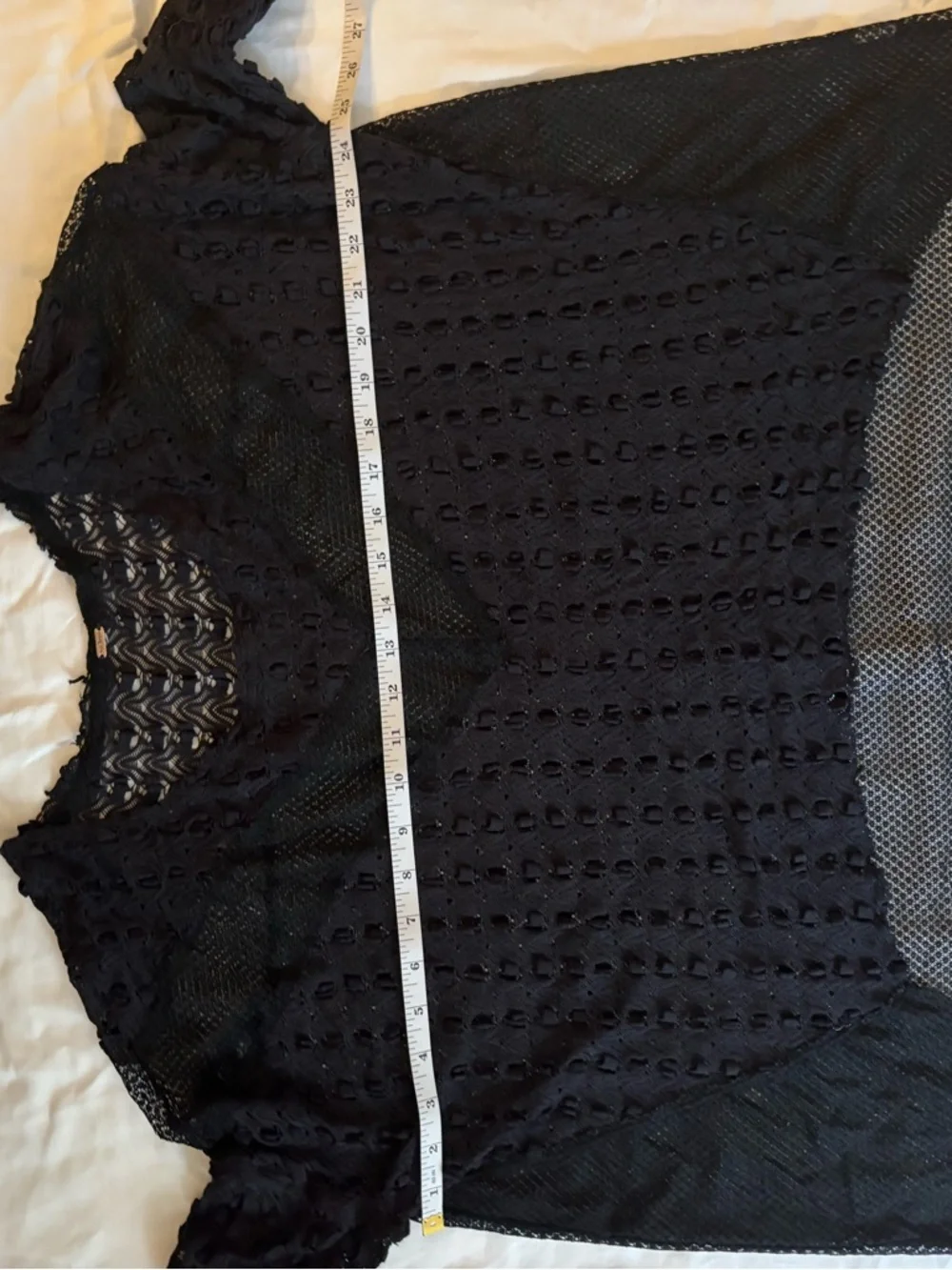 Free People Black Sheer Lace Mesh Top Boho Textured Top S Goth Emo Edgy Boho
